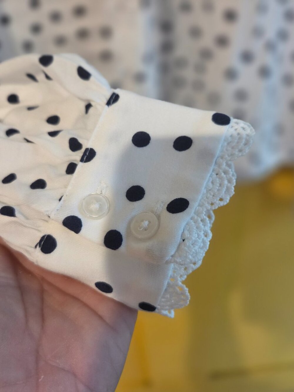 Lace Collar Blouse - Ivory, Painted Dot - Picture 4 of 7